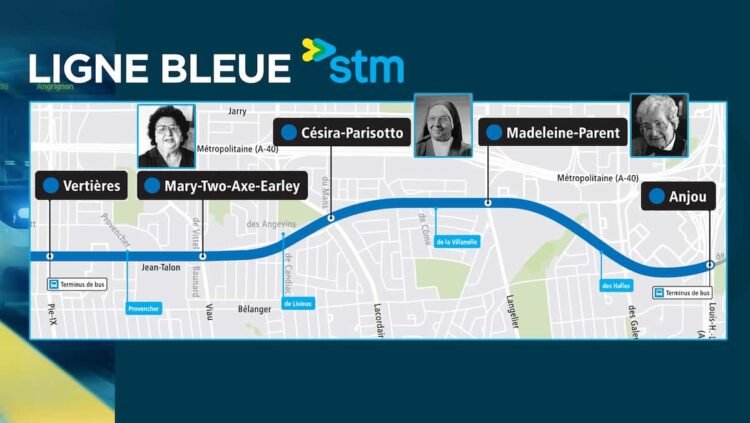 qui-sont-les-femmes-honorees-par-les-nouvelles-stations-de-metro-de-la-ligne-bleue - Quebecoscope - L'Actualité Montréalaise Trois femmes marquantes entrent dans l’histoire du métro 🚇 Mary Two-Axe Earley, Madeleine Parent et Césira Parisotto honorées sur la ligne bleue. #Montréal #STM